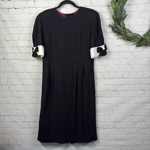 S.G.GILBERT Vintage Black Back Button Dress Bow Sleeves size 12